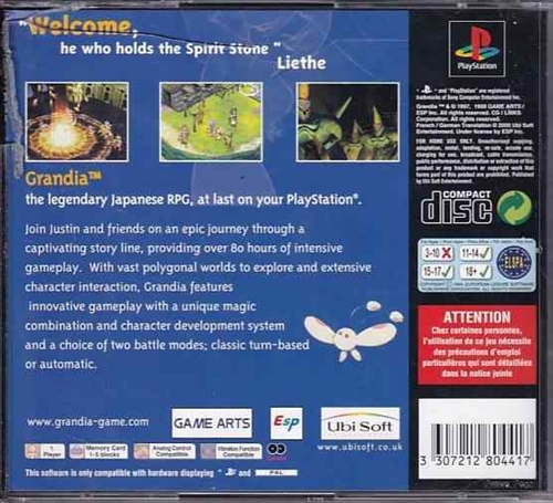 Grandia - PS1 (B Grade) (Genbrug)